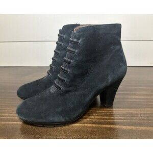 *RARE* L' Amour Des Pieds Faustine Black Leather Suede Ankle Booties Women's 7.5